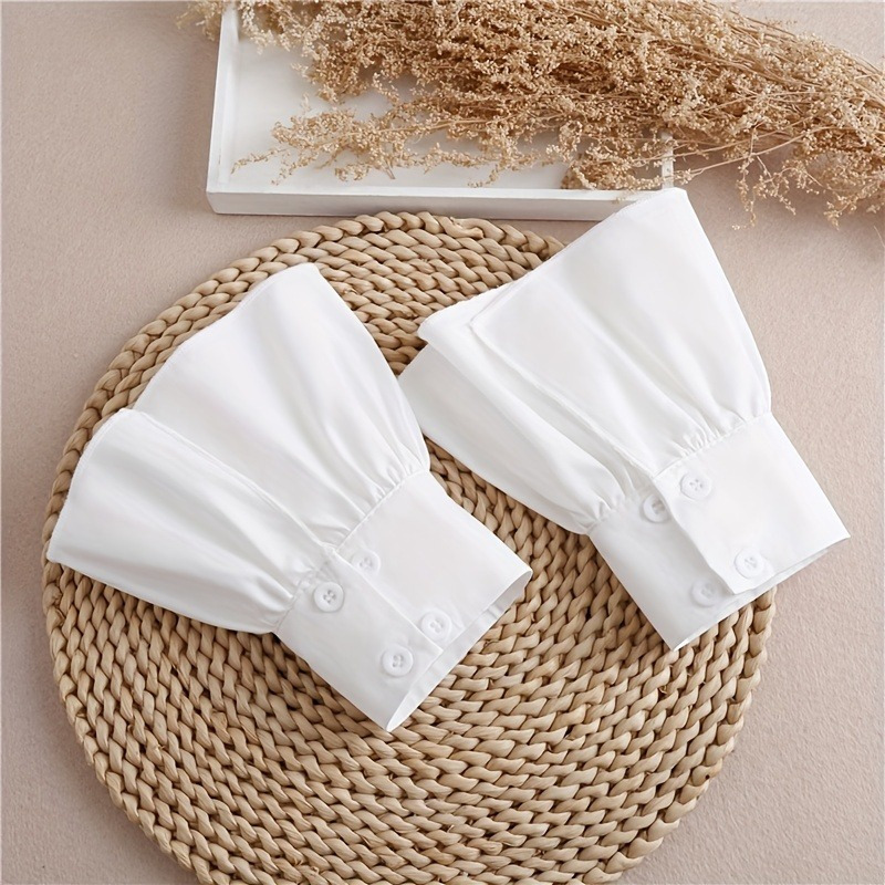 Wrist Wraps - 2pcs Ruffles Simple White Cuffs Trumpet