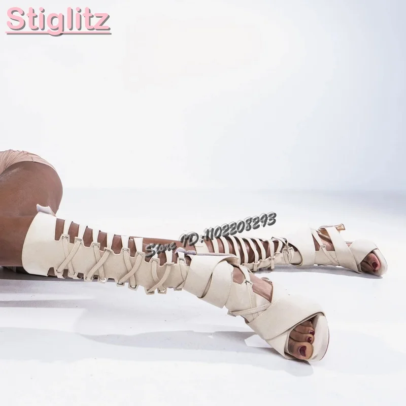 Crossfit Belt - Retro Cross-tied Roman Sandals Solid Frosted