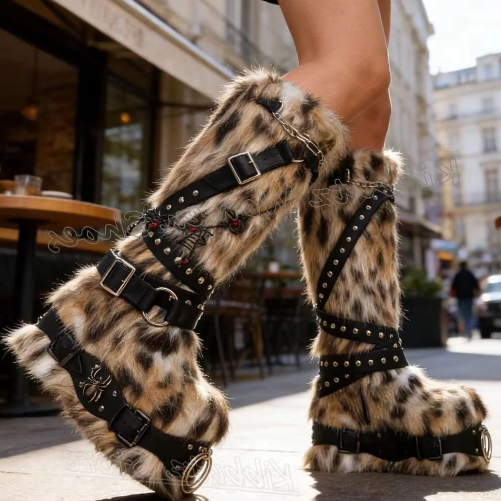 Leopord Furry Knee High Boot P - Crossfit Belt 评论和价格