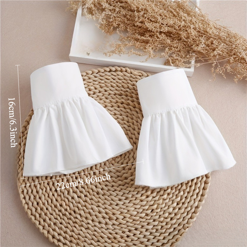2pcs Ruffles Simple White Cuff - Wrist Wraps 评论和价格